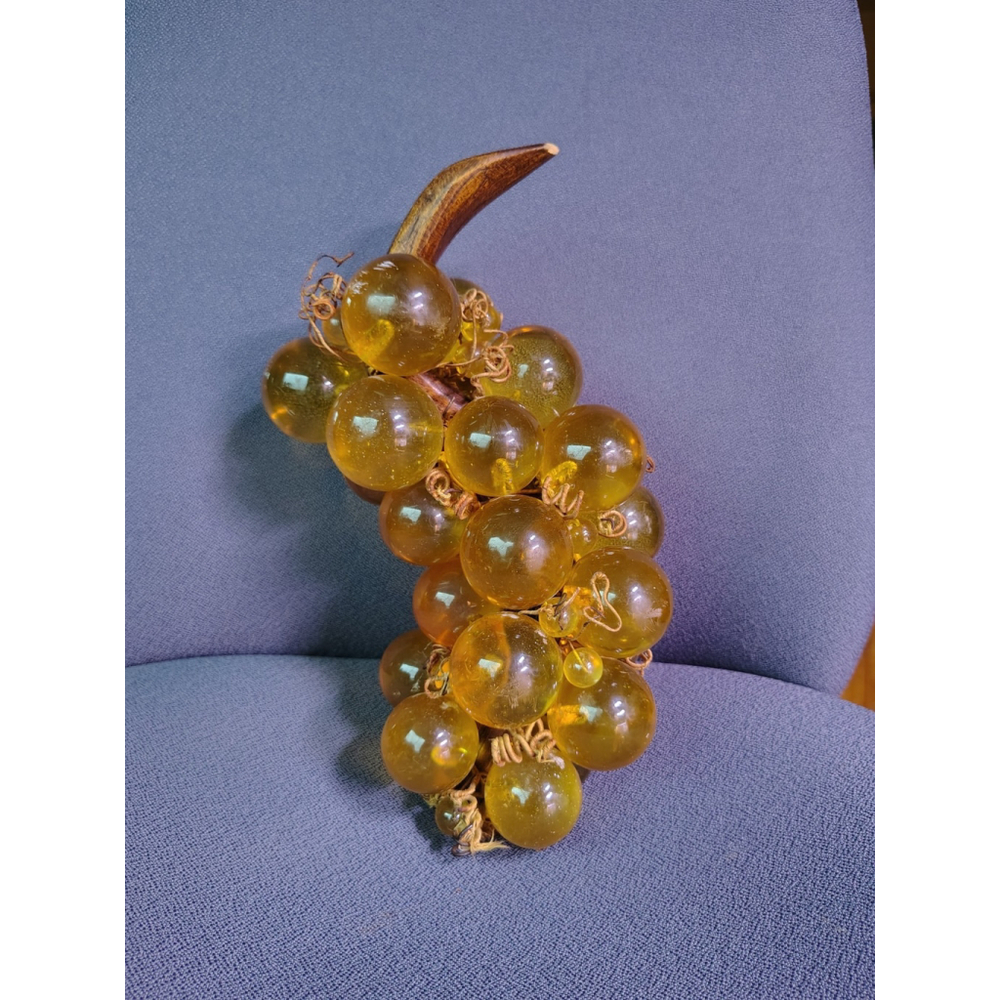 Vintage MidCentury Modern Amber MCM Lucite Grapes LARGE & SMALL! 11.5” Driftwood - Picture 1 of 11